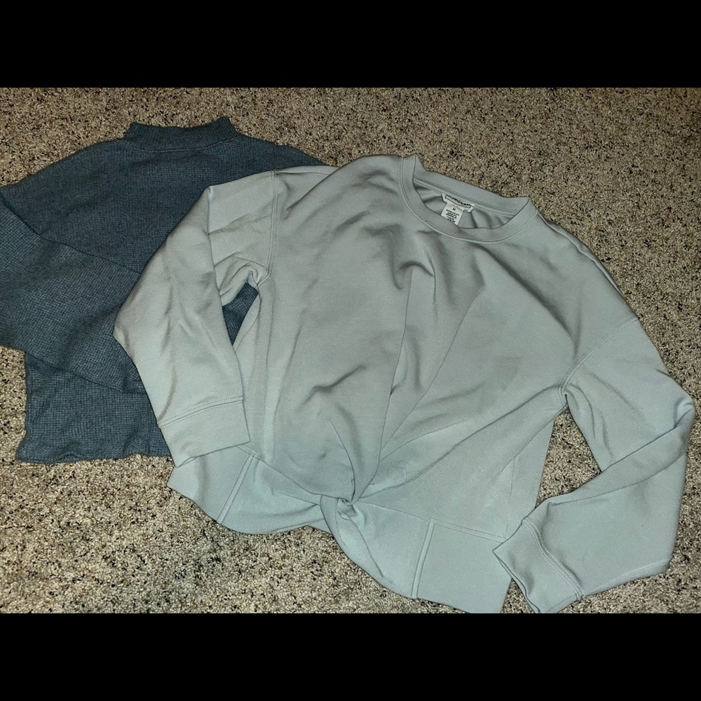 Long Sleeve Crop Bundle: Crossover and Waffle knit Mockneck